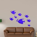 Detalle de 8 piezas de pegatinas de pared de peces espejo 3D púrpuras en varios tamaños - Azul