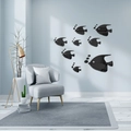 Stickers muraux miroir poisson bulle océan 3D en acrylique pour salon décor - Noir