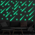 Adesivi murali meteore luminose con stelle fluorescenti per decorazione della camera - Stile Meteora (YG266B Verde)