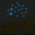 Luminous blue butterfly wall stickers set for bedroom decoration glowing in the dark - Blue Luminous (YG360 Blue)