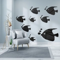 Pegatinas de pared 3D espejo peces tropicales negros con burbujas para decoración de hogar - Estilo A (JM023) / Estilo A Negro