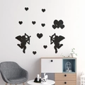 Black acrylic cupid and heart mirror wall stickers for modern bedroom decor accents - Black