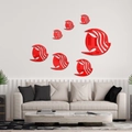 Detalle de pegatinas de pared de peces en acrílico espejo rojo con acabado brillante - Rojo