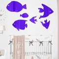 Sechs lila Tropenfisch Spiegel-Wandtattoos für die Dekoration von Kinderzimmern - Stil B Blau