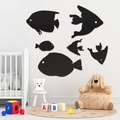 6er-Set schwarze Fisch-Wandaufkleber für Kinderzimmer und Ozean-Wanddekoration - Stil B Schwarz