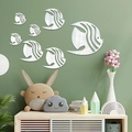 7er Set silberne Fisch-Spiegelwandaufkleber aus Acryl für Kinderzimmer Deko - Modell C Silber