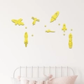 Pegatinas de pared de espejo acrílico con temática espacial y cohete amarillo infantil - Dorado
