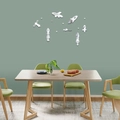 Pegatinas de espejo con temática espacial de cohete y astronauta en pared verde - Plateado