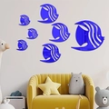 Set blaue Spiegel Wandaufkleber Fische für Kinderzimmer Deko aus glänzendem Acryl - Typ C Blau