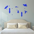 Pegatinas de pared de cohetes y naves espaciales azules para cuarto de niños - Azul