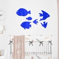Lot de 6 stickers muraux poissons en miroir acrylique bleu pour chambre d'enfant - Bleu