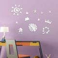 Adesivi murali a specchio in acrilico con motivi HOME e sole per decorazioni di interni - Argento