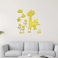 Pegatinas de pared espejo acrílico 3D jirafa amarilla para cuarto de niños creativo - Dorado