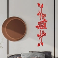 Pegatinas de pared de espejo 3D rosa roja con diseño de vid para decoración casa - Rojo
