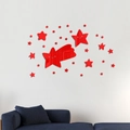 Pegatinas de pared estrellas 3D de acrílico rojo con efecto espejo para el salón - Rojo