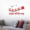 Pegatinas de pared 3D de acrílico rojo con Papá Noel y renos para decoración navideña - Rojo (JM415)