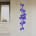 Adhesivo de pared espejo 3D con diseño de rosa azul y enredadera en pared texturizada - Azul
