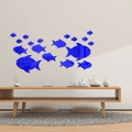 Blaue Acryl-Ozeanfisch-Spiegel-Wandaufkleber für moderne Wohnzimmer- und Kinderzimmerdekoration - Typ D Blau