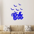 Royal blue Halloween BOO sign and bat wall stickers for home living room decor - Blue