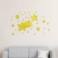 Pegatinas de pared 3D de estrellas en acrílico amarillo espejo para decorar el salón - Dorado