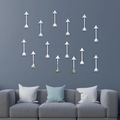 Juego de 14 pegatinas de pared de flecha 3D de espejo acrílico para decorar el salón - Plateado