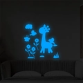Leuchtende Giraffe Wandaufkleber für Kinderzimmer Dekoration blau leuchtend in der Nacht - Leuchtendes Blau