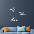 Pegatinas de pared espejo de panda 3D en acrílico con poses de sueño y saludo para salón - Plateado