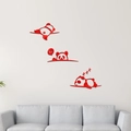 Pegatinas de pared 3D de panda en acrílico rojo para decoración de sala moderna - Rojo