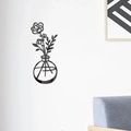 Minimalist black acrylic 3D mirror wall sticker featuring a rose vase for living room - Style A / Black