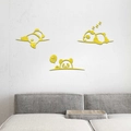 Pegatinas de pared 3D de acrílico con lindo panda amarillo para dormitorio infantil - Dorado