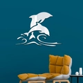 3D dolphin mirror wall decals with silver acrylic reflective finish for home decor - Silver