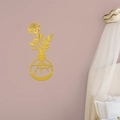 Modern 3D golden acrylic mirror flower vase wall decal for living room bedroom decor - Style A / Gold