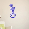 Deep blue 3D acrylic mirror wall sticker featuring a minimalist flower vase design - Style A / Blue