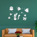 Stickers muraux 3D miroir océan en acrylique avec poissons et poulpes pour décoration maison - Argenté