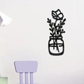 Detail of 3D black acrylic flower wall sticker with modern minimalist floral silhouette - Style C / Black