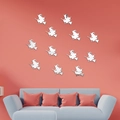 Pack de 12 pegatinas de pared de espejo plateado con siluetas de brujas de Halloween - Plateado