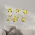 Stickers muraux 3D miroir acrylique doré motifs animaux marins pour décor - Doré