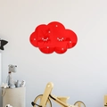 Espejo de pared nube roja de acrílico con pestañas y estrellas para decorar habitación - Rojo