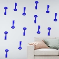 Modern 3D blue acrylic key wall stickers decor set for living room and bedroom walls - Blue