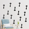 Detalle de 15 pegatinas de pared de acrílico negro con forma de llaves para salón - Negro