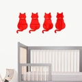 Lot de quatre stickers muraux miroirs chat rouges en acrylique pour chambre d enfant - Rouge