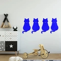 Lot de 4 autocollants muraux chat bleu roi en acrylique pour déco de chambre d'enfant - Bleu