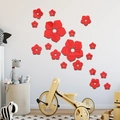 3D acrylic red flower wall decals set for living room and bedroom home decor - Red (JM1028)