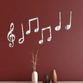 Pegatinas de pared notas musicales 3D de acrílico espejo para decorar sala de música - Plateado