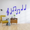 Pegatinas de pared 3D de notas musicales en acrílico espejo azul para sala y aula - Azul