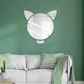 Pegatinas de espejo acrílico con forma de gato para decoración de salón moderno - Plateado