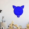 Pegatina de pared de espejo acrílico de gato azul zafiro para cuarto de niños - Azul