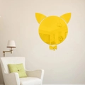 Pegatina de pared de espejo acrílico amarillo con forma de gato para sala de estar - Dorado
