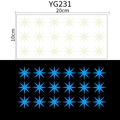 Glow in the dark 18-piece star wall sticker set in luminous blue finish, 20x10cm size - Octagram Pattern (YG231 Blue)