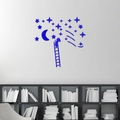 Pegatinas de pared 3D de acrílico azul con niña y estrellas para decoración de hogar - Azul (JM584-Azul)